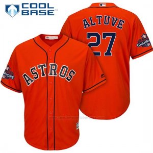 Camiseta Beisbol Hombre Houston Astros 2017 World Series Campeones Jose Altuve Naranja Cool Base