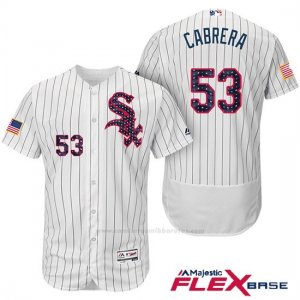Camiseta Beisbol Hombre Chicago White Sox 2017 Estrellas Y Rayas 53 Melky Cabrera Blanco Flex Base