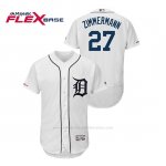 Camiseta Beisbol Hombre Detroit Tigers Jordan Zimmermann 150th Aniversario Patch Flex Base Blanco