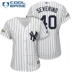 Camiseta Beisbol Mujer New York Yankees 2017 Postemporada Luis Severino Blanco Cool Base