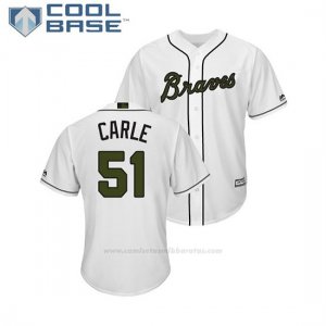 Camiseta Beisbol Hombre Atlanta Braves Shane Carle 2018 Dia de los Caidos Cool Base Blanco