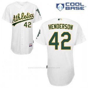 Camiseta Beisbol Hombre Oakland Athletics Dave Henderson 42 Blanco 1ª Cool Base