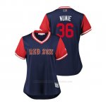 Camiseta Beisbol Mujer Boston Rojo Sox Eduardo Nunez 2018 Llws Players Weekend Nunie Azul