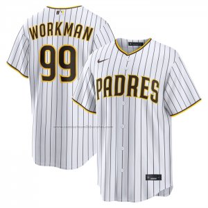 Camiseta Beisbol Hombre San Diego Padres Gage Workman Primera Replica Blanco Camiseta Beisbol Hombre San Diego Padres Gage Workman Primera Replica Blanco
