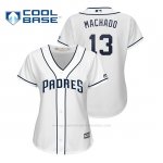 Camiseta Beisbol Mujer San Diego Padres Manny Machado Cool Base Majestic Home Blanco