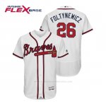 Camiseta Beisbol Hombre Atlanta Braves Mike Foltynewicz Flex Base Autentico Collezione Home 2019 Blanco