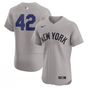 Camiseta Beisbol Hombre New York Yankees Road 2024 Jackie Robinson Day Elite Gris