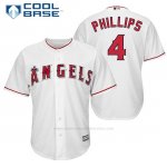 Camiseta Beisbol Hombre Los Angeles Angels 4 Brandon Phillips Blanco 1ª Jugador Cool Base