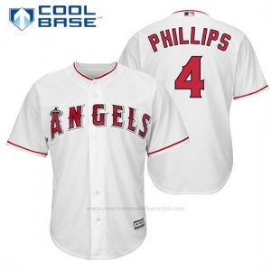 Camiseta Beisbol Hombre Los Angeles Angels 4 Brandon Phillips Blanco 1ª Jugador Cool Base
