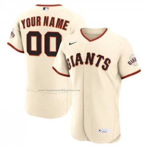 Camiseta Beisbol Hombre San Francisco Giants Primera Autentico Personalizada Crema