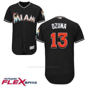 Camiseta Beisbol Hombre Miami Marlins Marcell Ozuna Negro Autentico Coleccion Flex Base