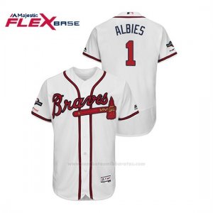 Camiseta Beisbol Hombre Atlanta Braves Ozzie Albies 2019 Postseason Flex Base Blanco