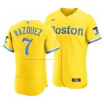 Camiseta Beisbol Hombre Boston Red Sox Christian Vazquez 2021 City Connect Autentico Oro