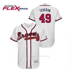 Camiseta Beisbol Hombre Atlanta Braves Julio Teheran 150th Aniversario Patch Flex Base Blanco