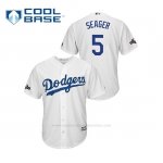 Camiseta Beisbol Hombre Los Angeles Dodgers Corey Seager 2019 Postseason Cool Base Blanco