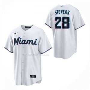Camiseta Beisbol Nino Miami Marlins Kyle Stowers Primera Replica Blanco