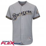 Camiseta Beisbol Hombre Milwaukee Brewers Blank Gris Flex Base Autentico Coleccion