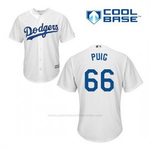 Camiseta Beisbol Hombre Los Angeles Dodgers Yasiel Puig 66 Blanco 1ª Cool Base