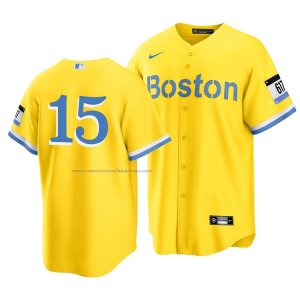 Camiseta Beisbol Hombre Boston Red Sox Dustin Pedroia 2021 City Connect Replica Oro