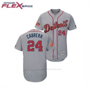 Camiseta Beisbol Hombre Tigers Miguel Cabrera 2018 Stars & Stripes Flex Base Gris