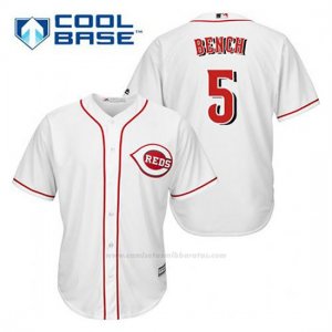 Camiseta Beisbol Hombre Cincinnati Reds Johnny Bench 5 Blanco 1ª Cool Base