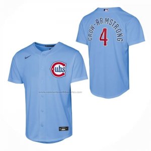 Camiseta Beisbol Nino Chicago Cubs Pete Crow Armstrong Alterno 2 Replica Azul Claro