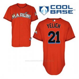 Camiseta Beisbol Hombre Miami Marlins Christian Yelich 21 Naranja Alterno Cool Base