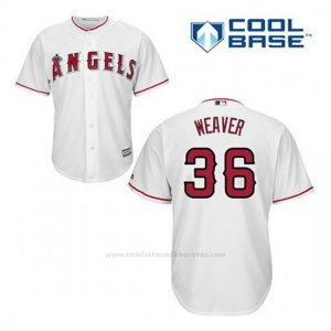 Camiseta Beisbol Hombre Los Angeles Angels Jerojo Weaver 36 Blanco 1ª Cool Base