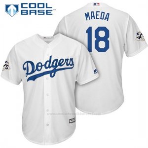 Camiseta Beisbol Hombre Los Angeles Dodgers 2017 World Series Kenta Maeda Blanco Cool Base
