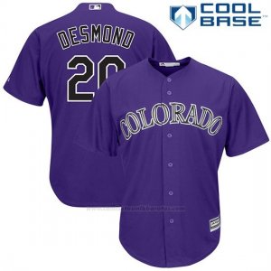 Camiseta Beisbol Hombre Colorado Rockies Ian Desmond 20 Violeta Cool Base