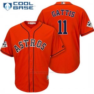 Camiseta Beisbol Hombre Houston Astros 2017 World Series Evan Gattis Naranja Cool Base