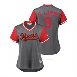 Camiseta Beisbol Mujer Cincinnati Reds Jose Peraza 2018 Llws Players Weekend El Llanero Gris