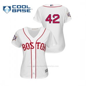 Camiseta Beisbol Mujer Boston Red Sox 2019 Jackie Robinson Day Cool Base Blanco