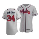 Camiseta Beisbol Hombre Atlanta Braves Abraham Almonte Autentico Road Gris