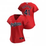 Camiseta Beisbol Mujer Cleveland Indians Carlos Santana 2020 Replica Alterno Rojo