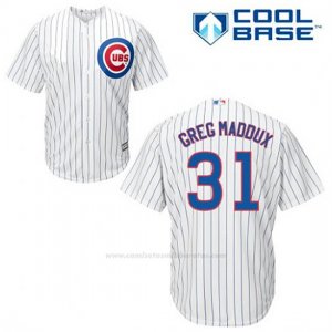Camiseta Beisbol Hombre Chicago Cubs 31 Greg Maddux Blanco 1ª Cool Base