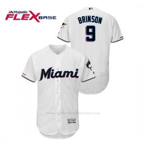 Camiseta Beisbol Hombre Miami Marlins Lewis Brinson 150th Aniversario Patch 2019 Flex Base Blanco