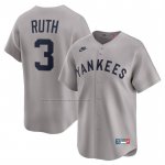 Camiseta Beisbol Hombre New York Yankees Babe Ruth Throwback Cooperstown Collection Limited Gris