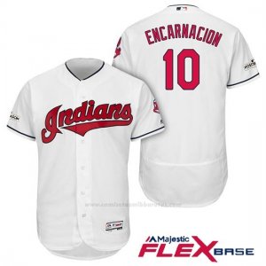 Camiseta Beisbol Hombre Cleveland Indians 2017 Postemporada Edwin Encarnacion Blanco Flex Base