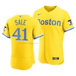 Camiseta Beisbol Hombre Boston Red Sox Chris Sale 2021 City Connect Autentico Oro
