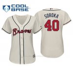 Camiseta Beisbol Mujer Atlanta Braves Mike Soroka Cool Base Majestic Alternato 2019 Crema