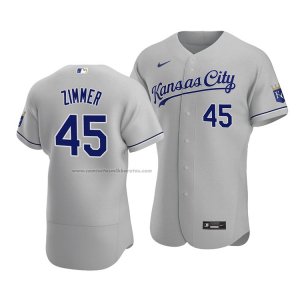 Camiseta Beisbol Hombre Kansas City Royals Kyle Zimmer Autentico Road Gris