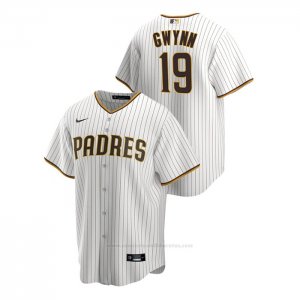 Camiseta Beisbol Hombre San Diego Padres Tony Gwynn Replica Primera Blanco Marron
