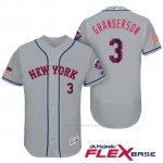 Camiseta Beisbol Hombre New York Mets 2017 Estrellas y Rayas Curtis Granderson Gris Flex Base