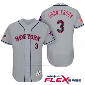 Camiseta Beisbol Hombre New York Mets 2017 Estrellas y Rayas Curtis Granderson Gris Flex Base