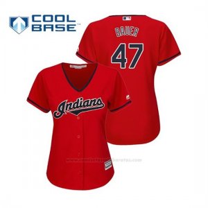 Camiseta Beisbol Mujer Indians Trevor Bauer Cool Base Majestic Alternato 2019 Rojo