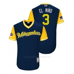 Camiseta Beisbol Hombre Milwaukee Brewers Orlando Arcia 2018 Llws Players Weekend El Nino Azul