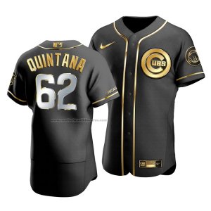 Camiseta Beisbol Hombre Chicago Cubs Jose Quintana Golden Edition Autentico Negro