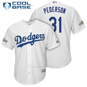 Camiseta Beisbol Hombre Los Angeles Dodgers 2017 Postemporada Joc Pederson Blanco Cool Base