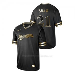 Camiseta Beisbol Hombre Milwaukee Brewers Travis Shaw 2019 Golden Edition Negro